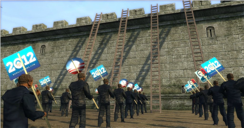 Illustration for article titled Hundreds of Obamas and Romneys Go To War In This Ridiculous-Looking Mod